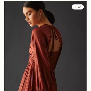 Elegant Brown Long-Sleeve Dress